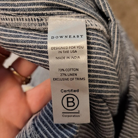 NEW Downeast White Navy Linen Blend Pinstripe Calypso Cropped Tie Pants Size XXL - Picture 6 of 7
